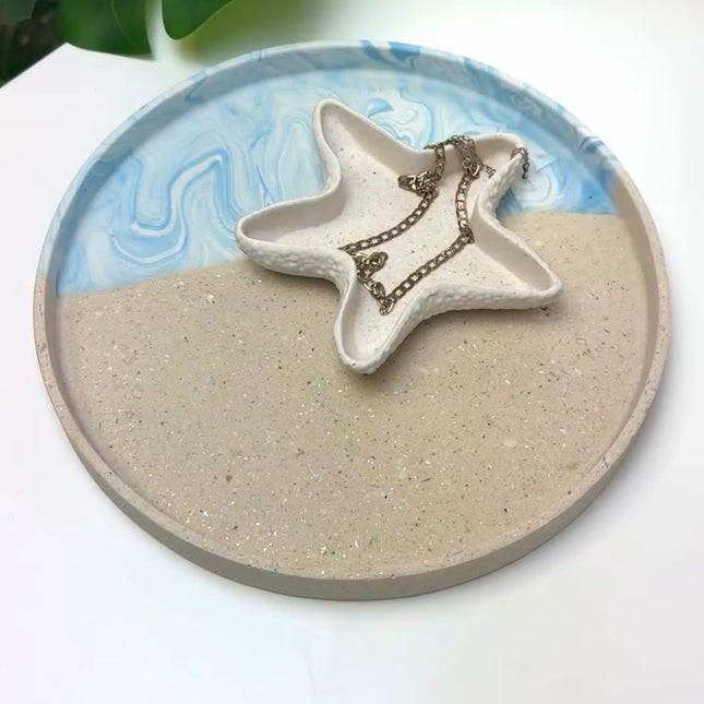 XL Edged Circle Tray - Beach Theme