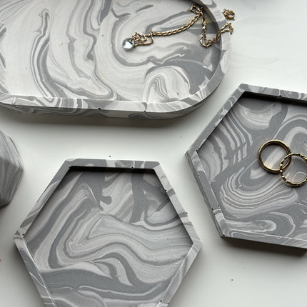 Grey Marble 4 Piece Trinket Set