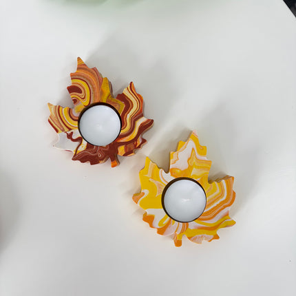 Set of 2 Autumn Tealight Holders - Marble
