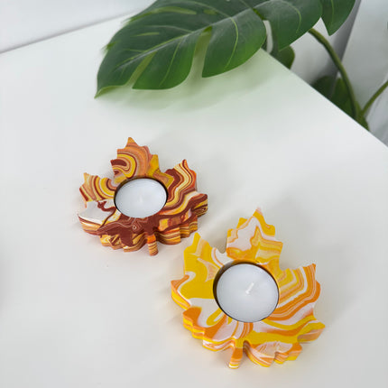 Set of 2 Autumn Tealight Holders - Marble