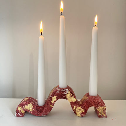 Wavy Candlestick - Burgundy Marble