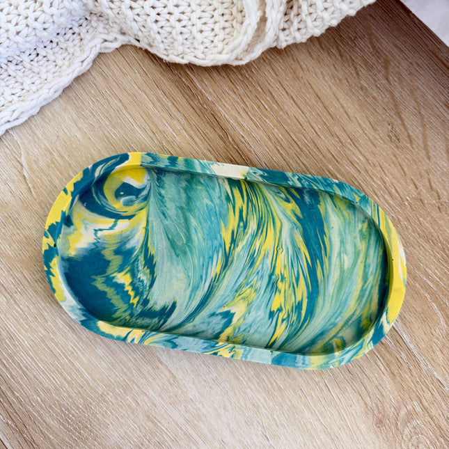 Jewellery Tray - Teal & Lemon Marble