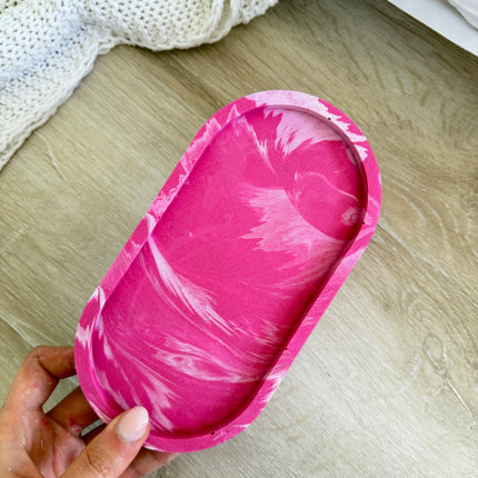 Jewellery Tray - Pink & White Marble