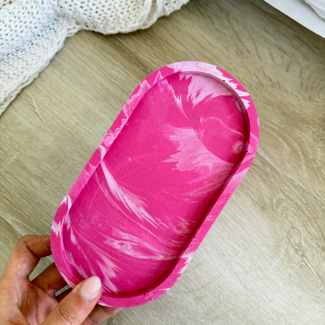 Jewellery Tray - Pink & White Marble