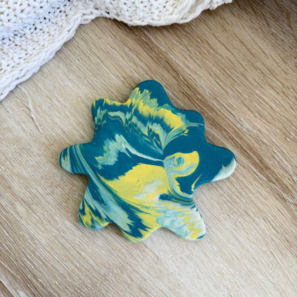 Splodge Coaster - Teal & Lemon Marble