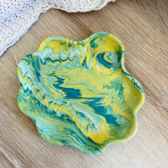 Kyma Tray - Teal & Lemon Marble