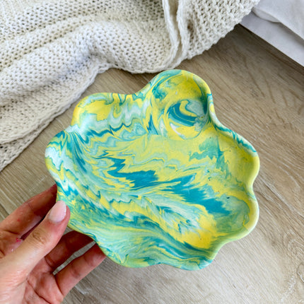 Kyma Tray - Teal & Lemon Marble