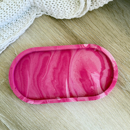 Jewellery Tray - Pink & White Marble