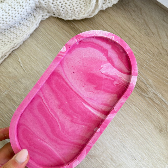 Jewellery Tray - Pink & White Marble