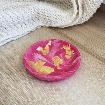 Trinket Bowl - Pink Marble with Gold Flakes