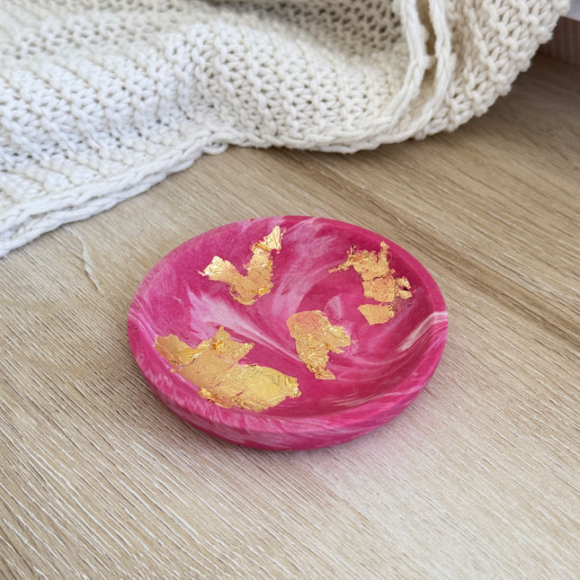 Trinket Bowl - Pink Marble with Gold Flakes