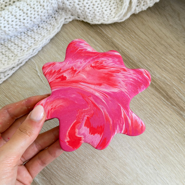 Splodge Coaster - Pink & Red Marble