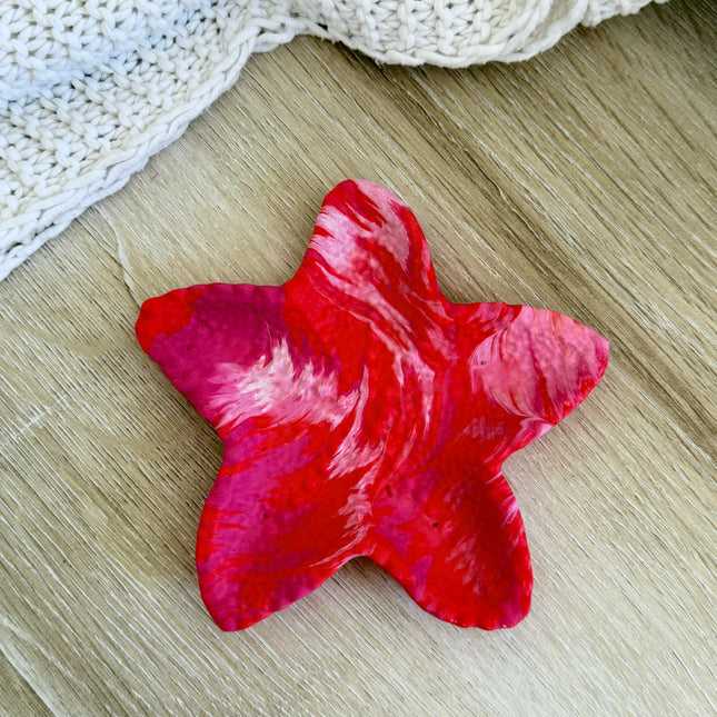 Starfish Trinket Dish - Pink & Red Marble