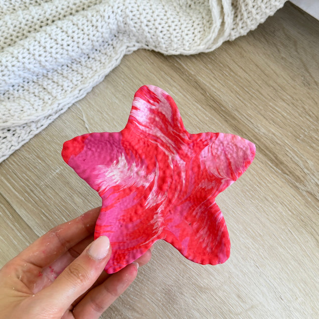 Starfish Trinket Dish - Pink & Red Marble