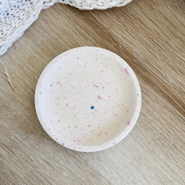 Trinket Bowl - White with Pink Chips