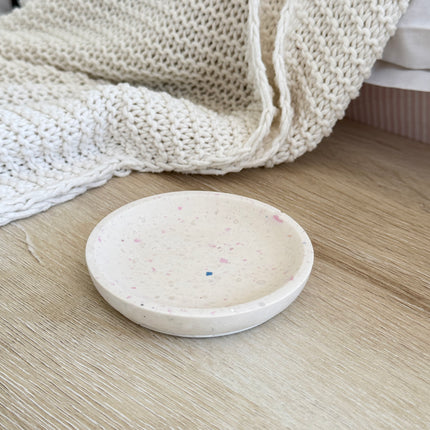 Trinket Bowl - White with Pink Chips