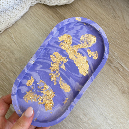 Jewellery Tray - Lilac Marble with Gold Flakes