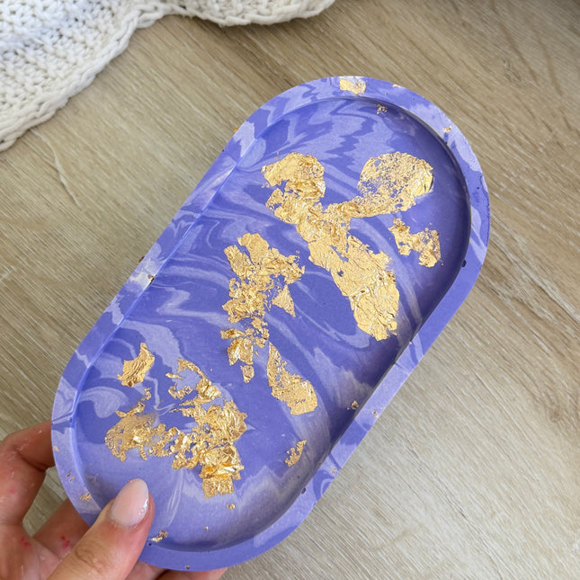 Jewellery Tray - Lilac Marble with Gold Flakes
