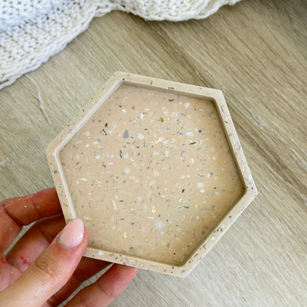 Hexagon Coaster - Sand (Mother of pearl)