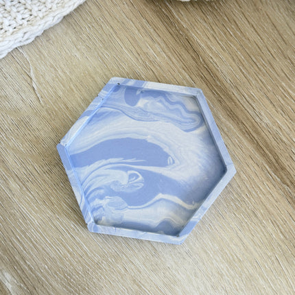 Hexagon Coaster - Lilac & White Marble