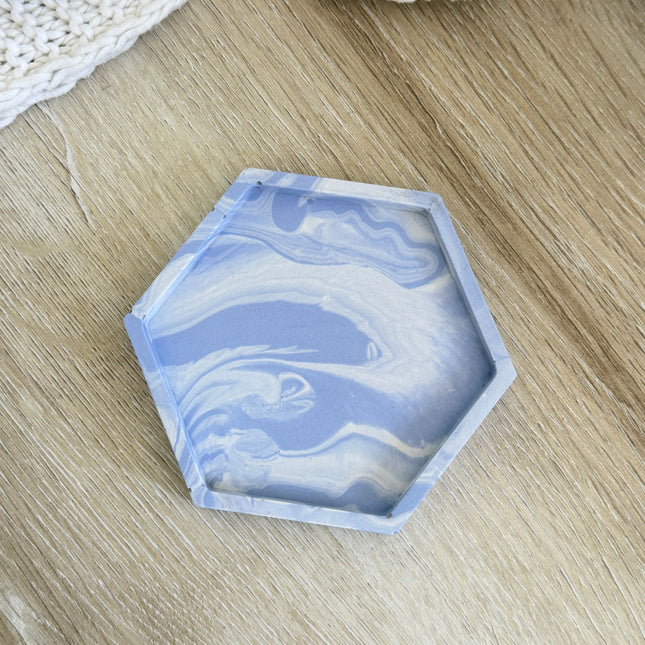 Hexagon Coaster - Lilac & White Marble