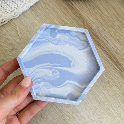 Hexagon Coaster - Lilac & White Marble
