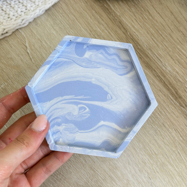 Hexagon Coaster - Lilac & White Marble
