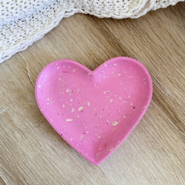 Heart Trinket Bowl - Pink with White Chips