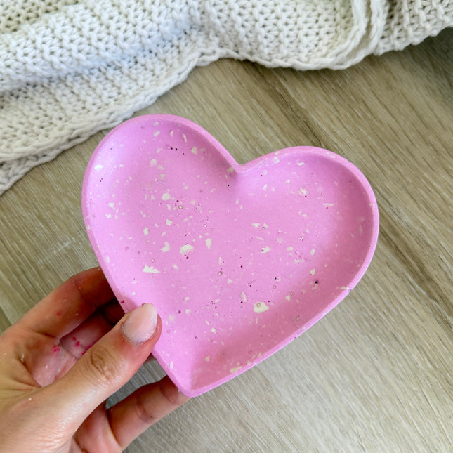 Heart Trinket Bowl - Pink with White Chips