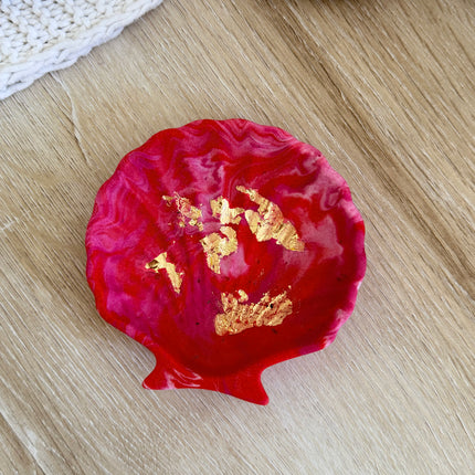 Shell Trinket Dish - Pink Marble & Gold Flakes