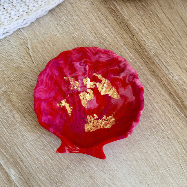 Shell Trinket Dish - Pink Marble & Gold Flakes