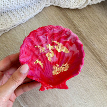 Shell Trinket Dish - Pink Marble & Gold Flakes
