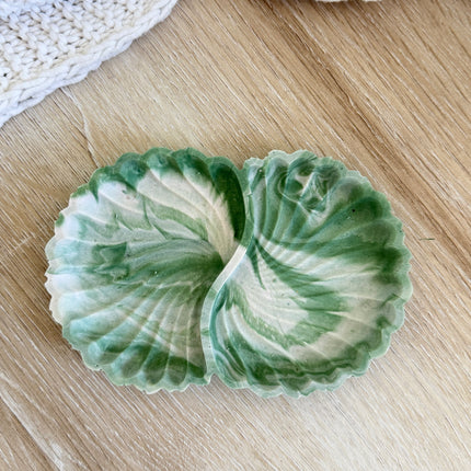 Scallop Twin Trinket Dish - Sage Marble