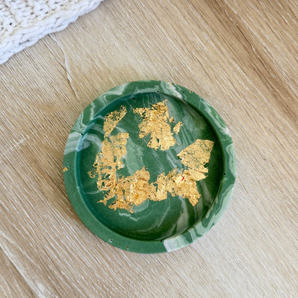 Trinket Dish - Sage Marble with Gold Flakes