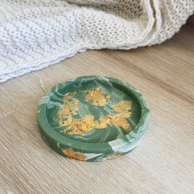Trinket Dish - Sage Marble with Gold Flakes