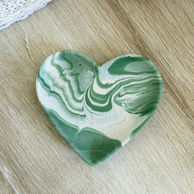 Heart Trinket Bowl - Sage Marble