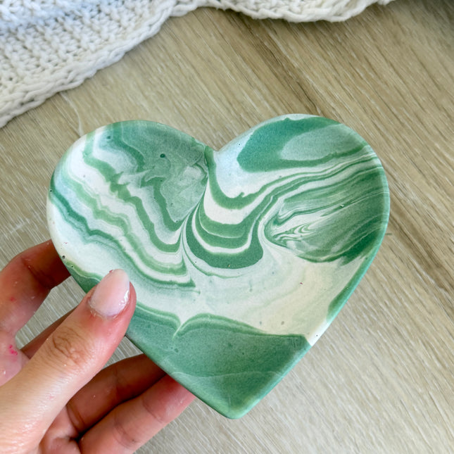Heart Trinket Bowl - Sage Marble