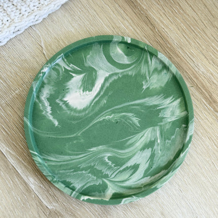 Edged Circle Tray - Sage Marble