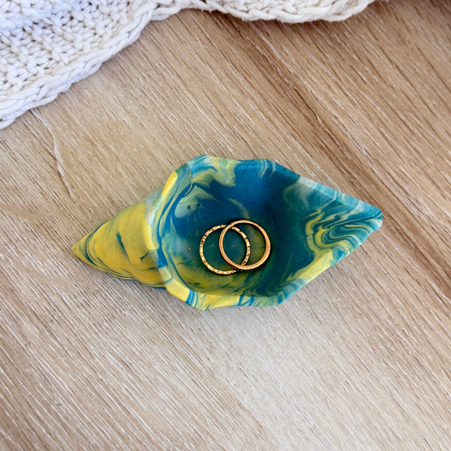 Conch Trinket Dish - Lemon & Teal Marble