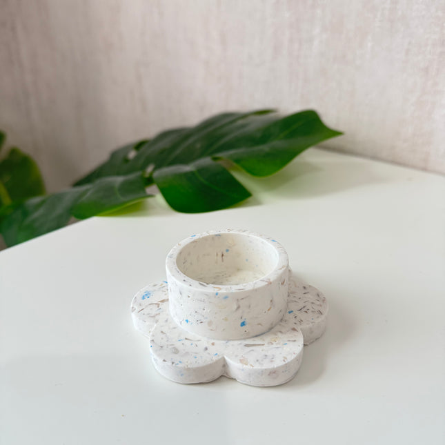 Flower Tealight Holder - Blue x Mother of Pearl