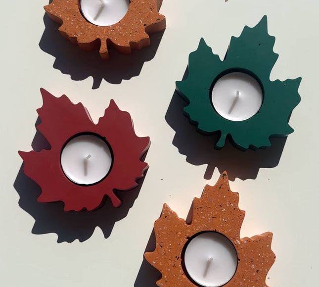 Set of 2 Autumn Leaf Tealight Holders