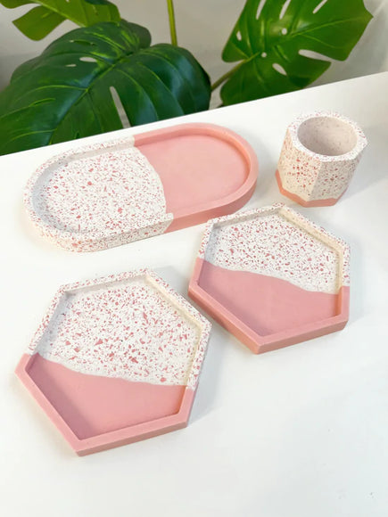 4 Piece Trinket Set - Pink Split