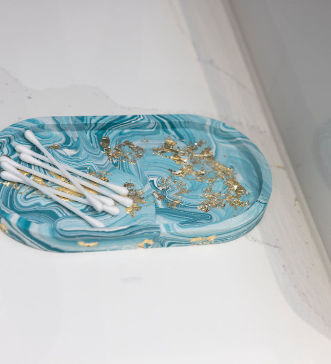 Jewellery Tray - Teal Marble