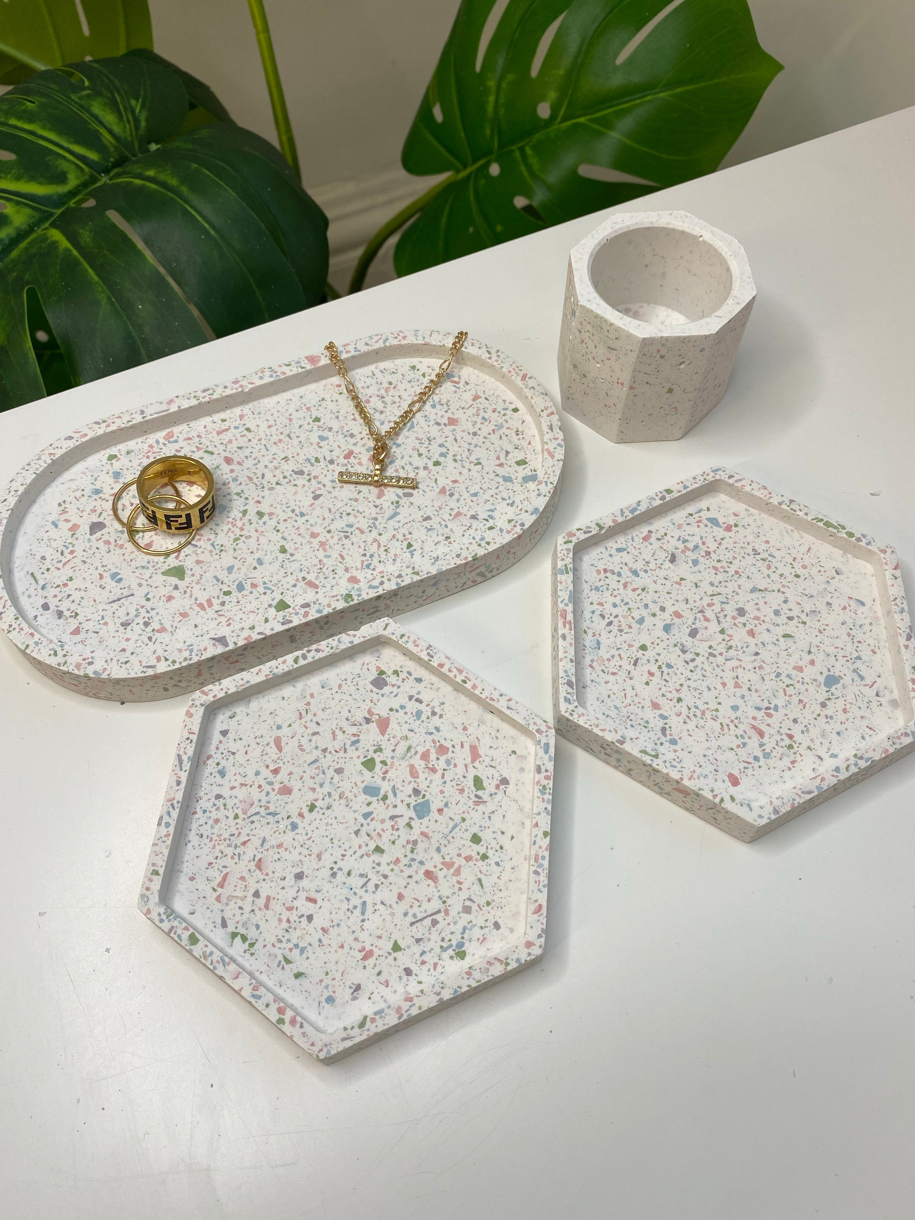 Trinkets Set 4 Piece Trinket Set - Terrazzo – Luxe Home Decor Ltd
