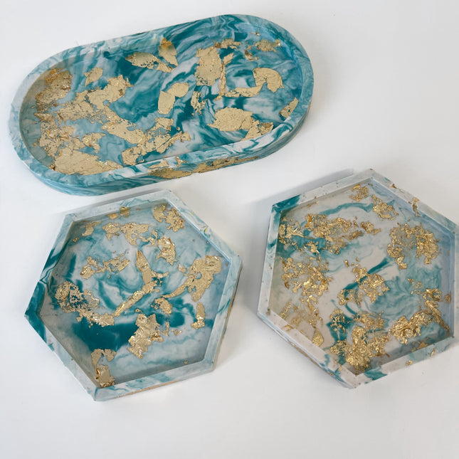 Teal Marble Set - Luxe Home Decor Ltd