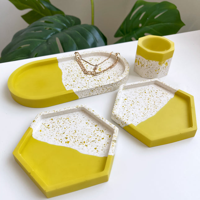 4 Piece Trinket Set - Mustard Split - Luxe Home Decor Ltd